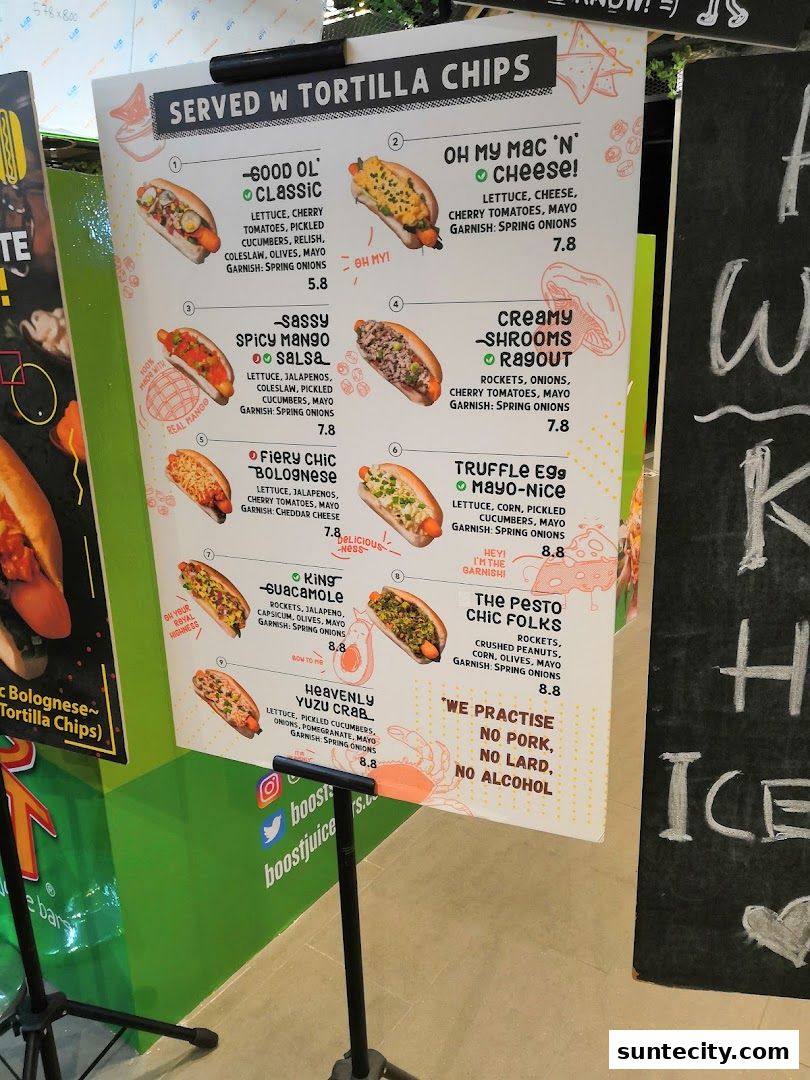 Menu page for Super Sub Hotdogs  Coffee - Suntec City
