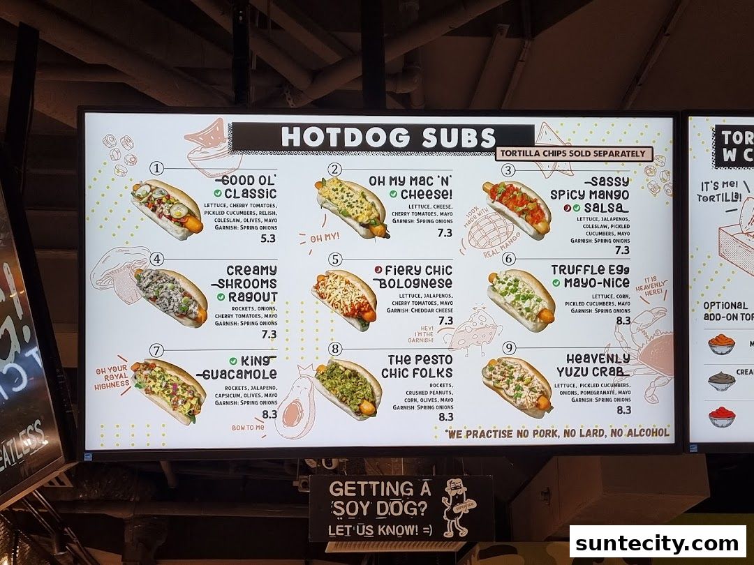 Menu page for Super Sub Hotdogs  Coffee - Suntec City