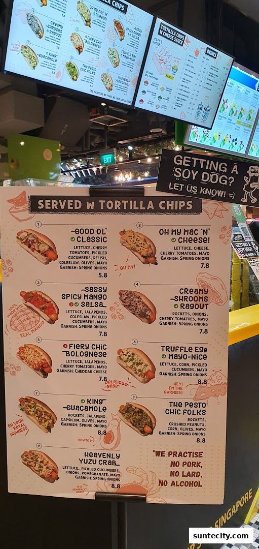 Menu page for Super Sub Hotdogs  Coffee - Suntec City