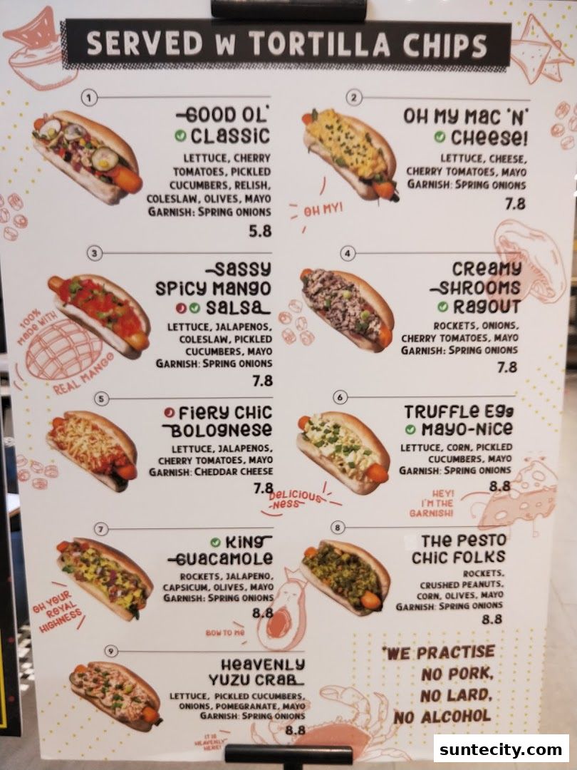 Menu page for Super Sub Hotdogs  Coffee - Suntec City
