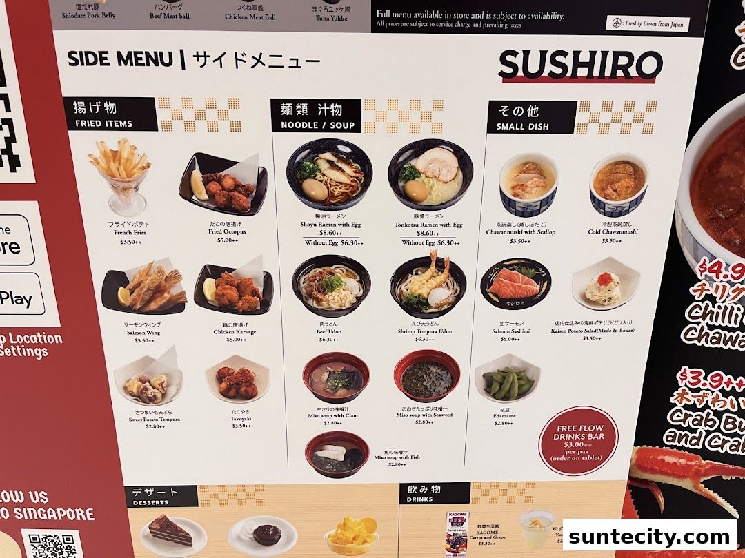 Menu page for Sushiro Suntec City