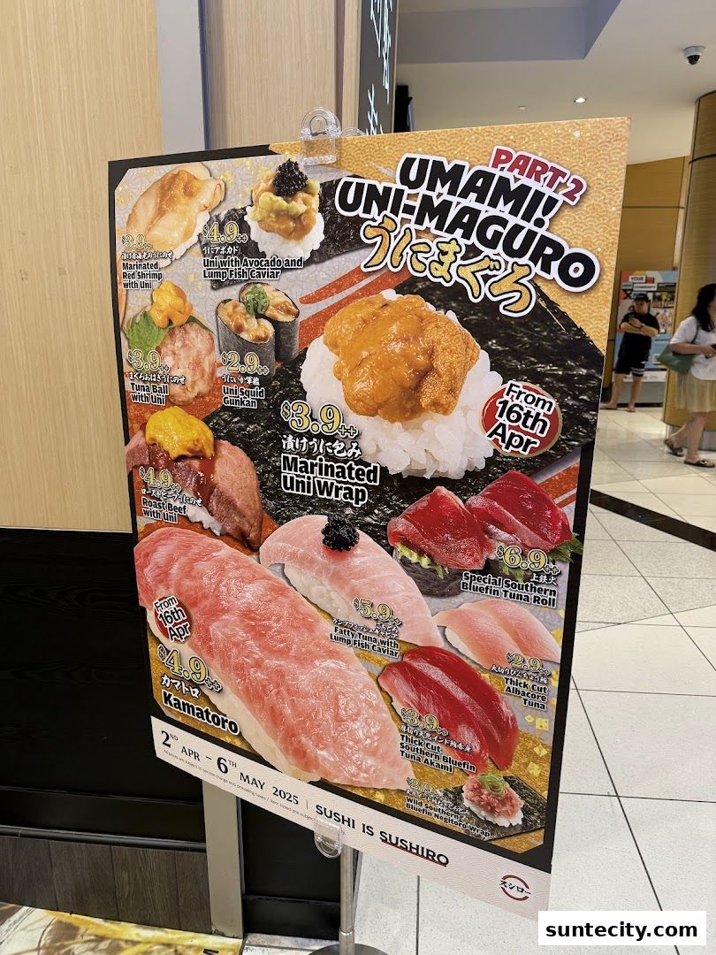 Menu page for Sushiro Suntec City