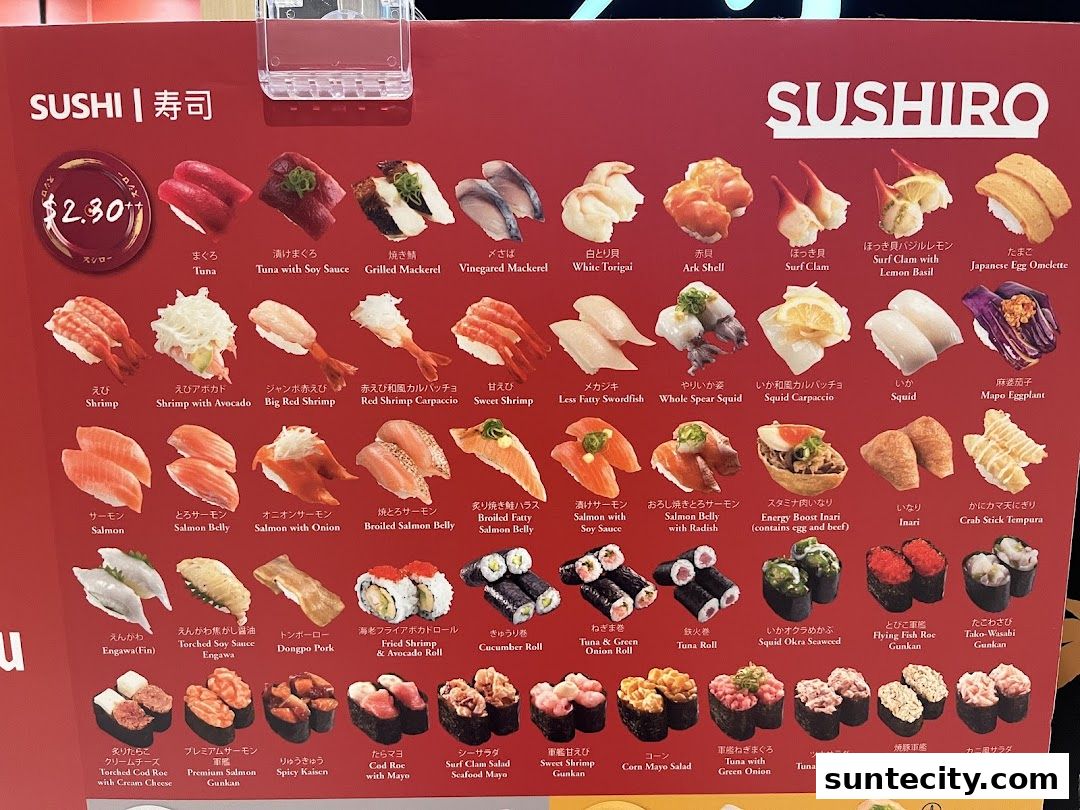 Menu page for Sushiro Suntec City