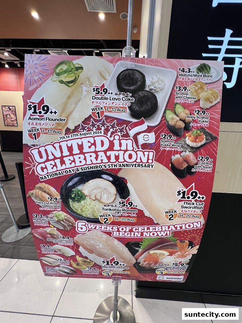 Menu page for Sushiro Suntec City