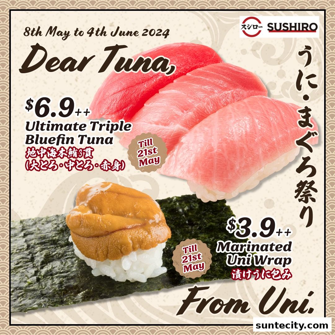 Menu page for Sushiro Suntec City