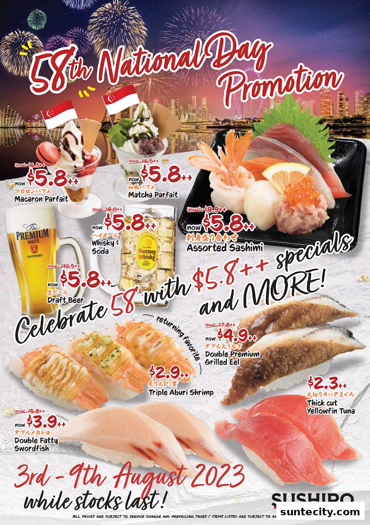 Menu page for Sushiro Suntec City
