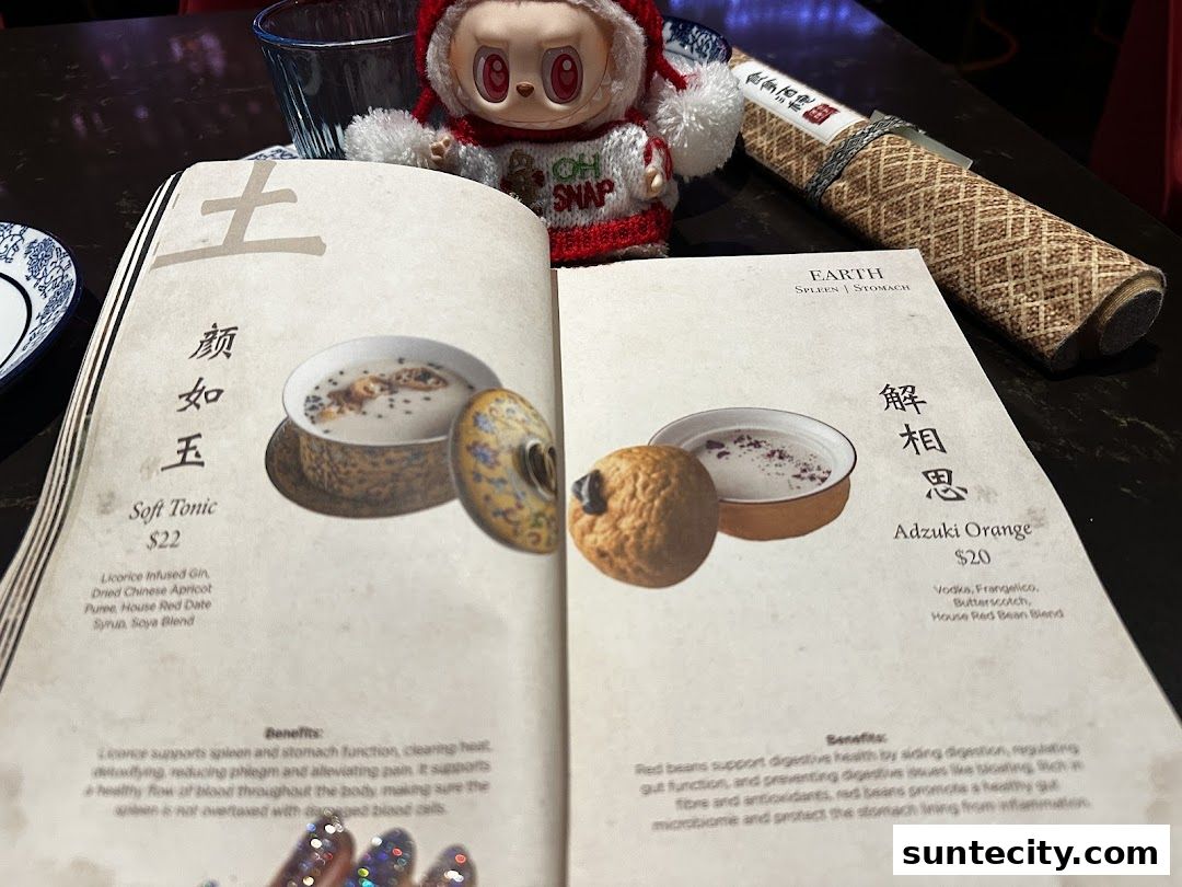 Menu page for Synthesis 食拿酒稳 Traditional Chinese Medical Hall Inspired Restaurant  Cocktail Bar Suntec City