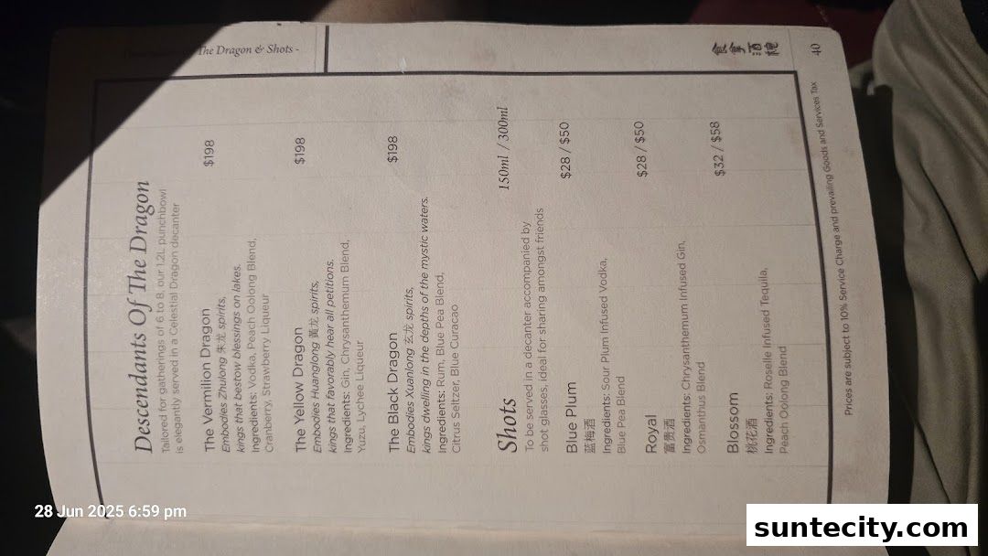 Menu page for Synthesis 食拿酒稳 Traditional Chinese Medical Hall Inspired Restaurant  Cocktail Bar Suntec City