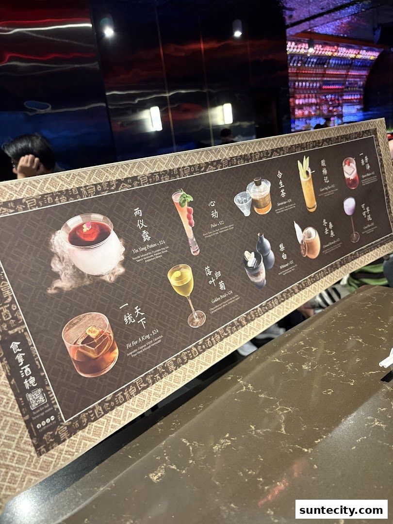 Menu page for Synthesis 食拿酒稳 Traditional Chinese Medical Hall Inspired Restaurant  Cocktail Bar Suntec City