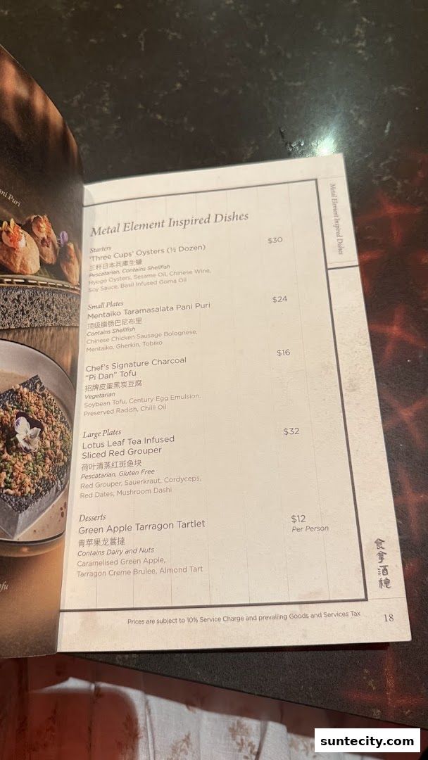 Menu page for Synthesis 食拿酒稳 Traditional Chinese Medical Hall Inspired Restaurant  Cocktail Bar Suntec City