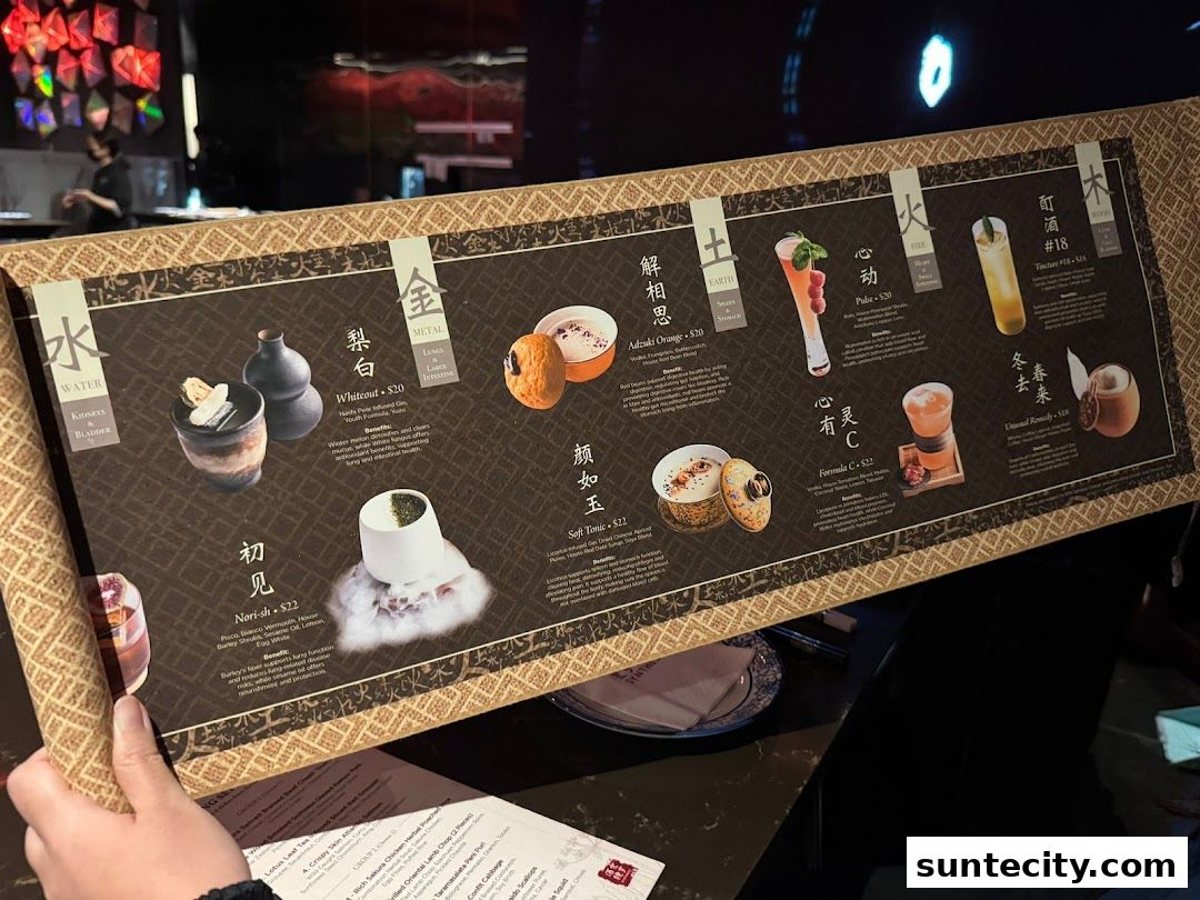 Menu page for Synthesis 食拿酒稳 Traditional Chinese Medical Hall Inspired Restaurant  Cocktail Bar Suntec City