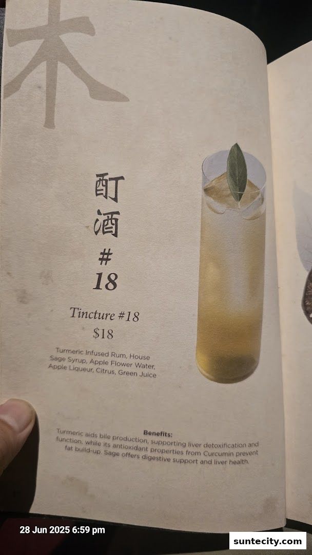 Menu page for Synthesis 食拿酒稳 Traditional Chinese Medical Hall Inspired Restaurant  Cocktail Bar Suntec City