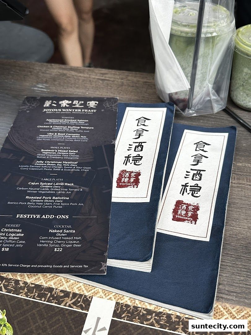 Menu page for Synthesis 食拿酒稳 Traditional Chinese Medical Hall Inspired Restaurant  Cocktail Bar Suntec City