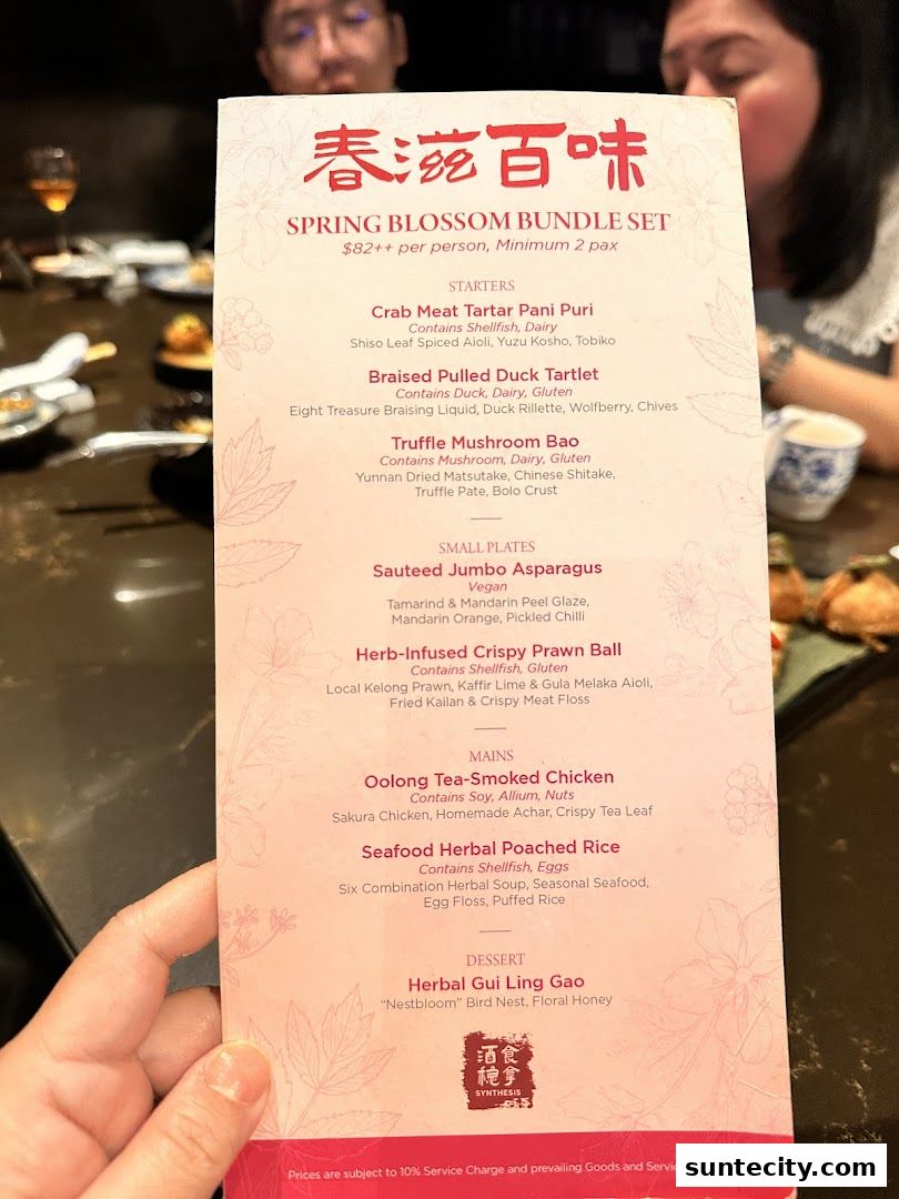 Menu page for Synthesis 食拿酒稳 Traditional Chinese Medical Hall Inspired Restaurant  Cocktail Bar Suntec City