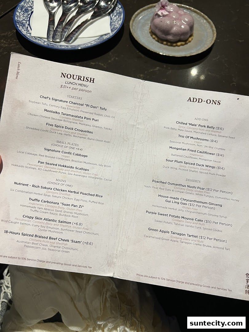 Menu page for Synthesis 食拿酒稳 Traditional Chinese Medical Hall Inspired Restaurant  Cocktail Bar Suntec City