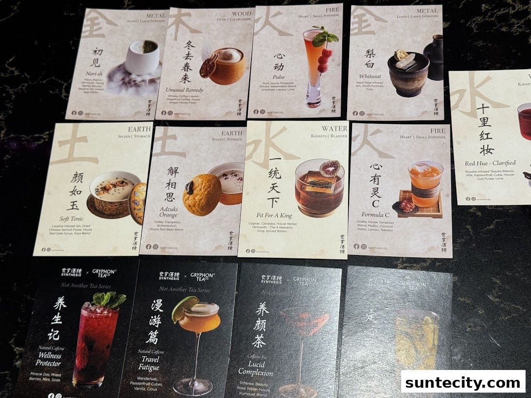 Menu page for Synthesis 食拿酒稳 Traditional Chinese Medical Hall Inspired Restaurant  Cocktail Bar Suntec City