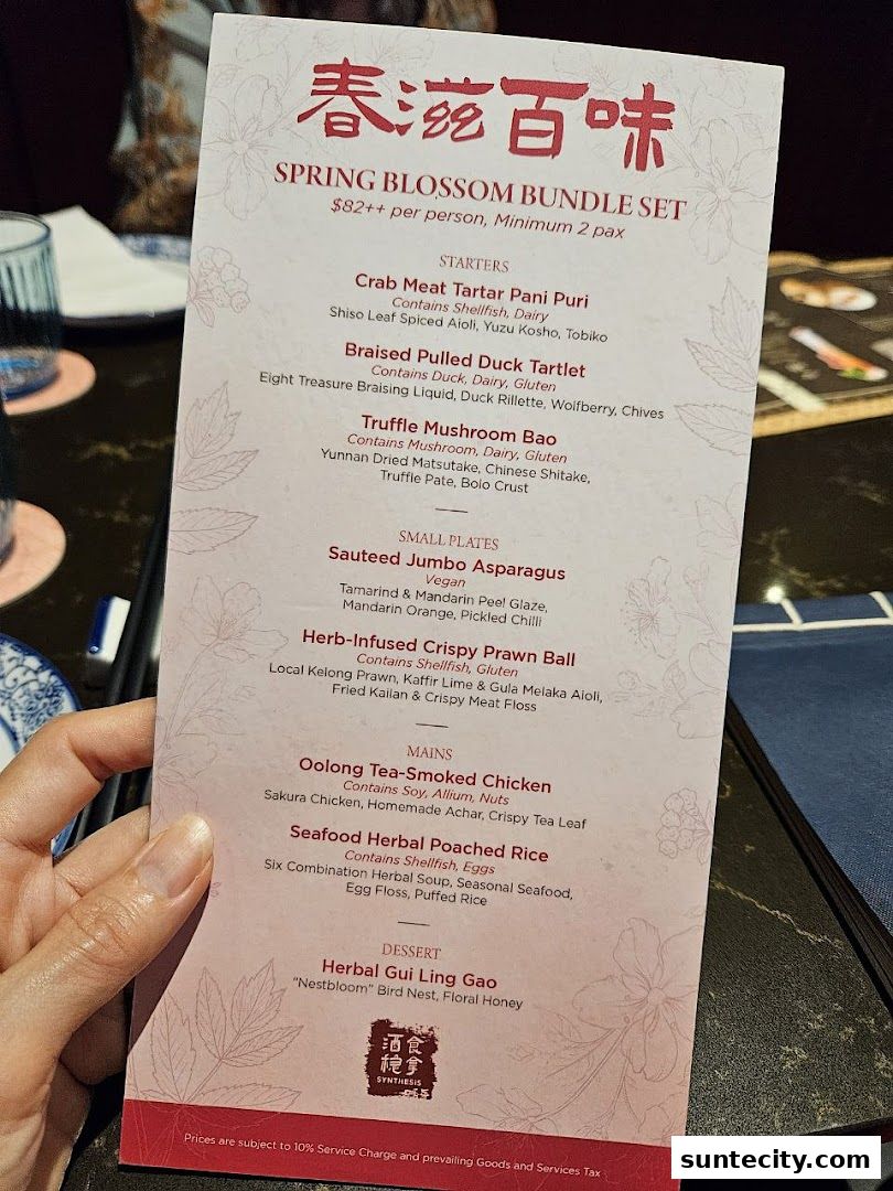 Menu page for Synthesis 食拿酒稳 Traditional Chinese Medical Hall Inspired Restaurant  Cocktail Bar Suntec City