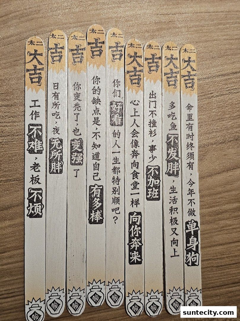 A collection of wooden sticks with Chinese calligraphy and illustrations.