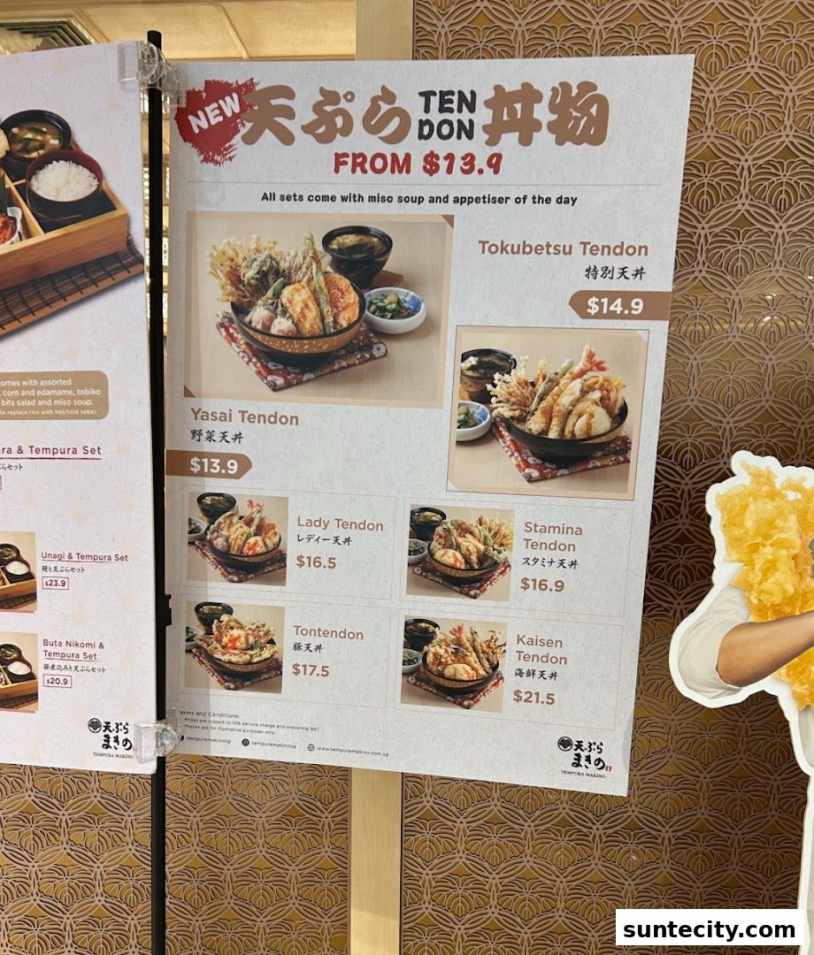 Menu page for Tempura Makino
