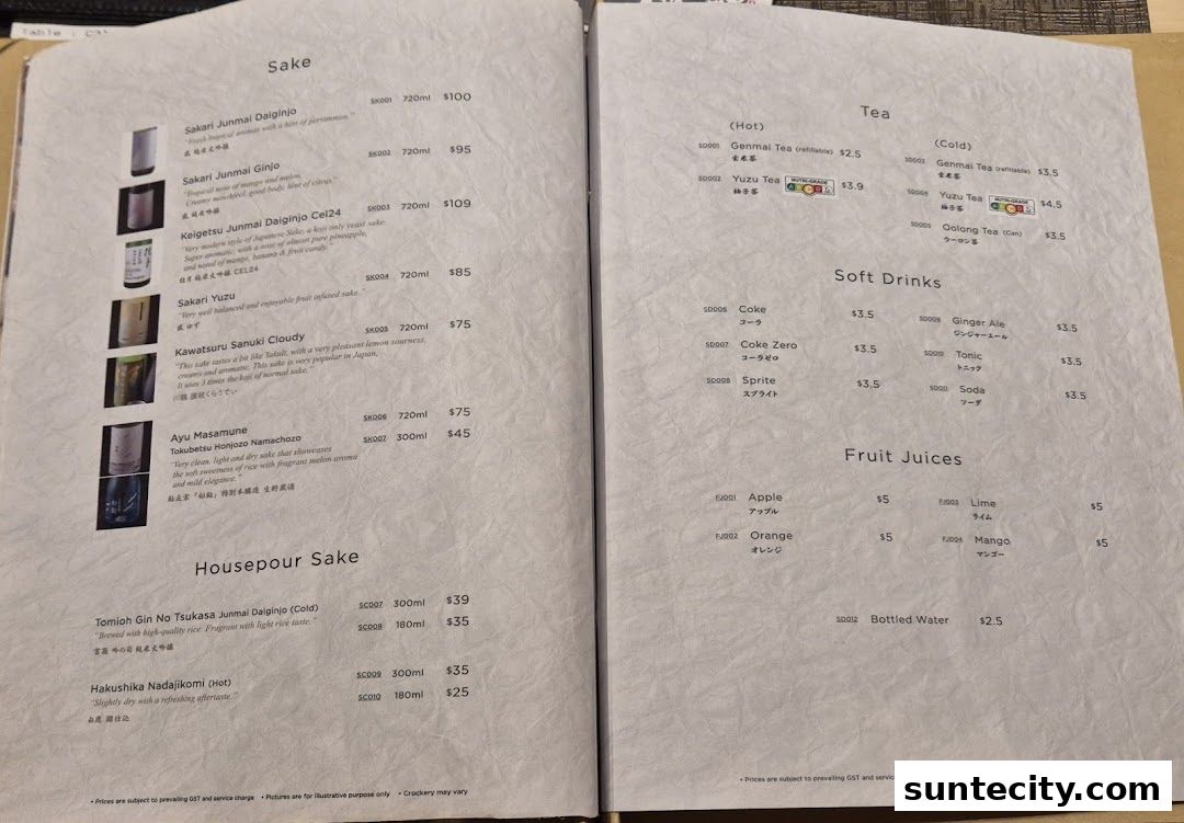 Menu page for Tempura Makino