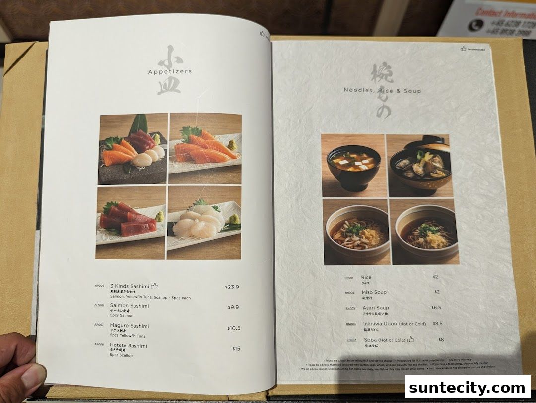 Menu page for Tempura Makino