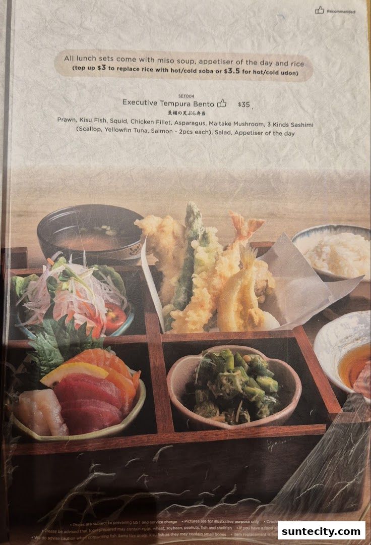 Menu page for Tempura Makino