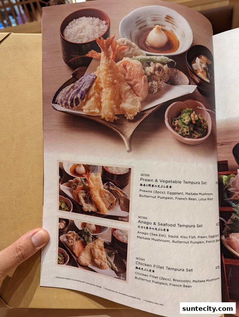 Menu page for Tempura Makino