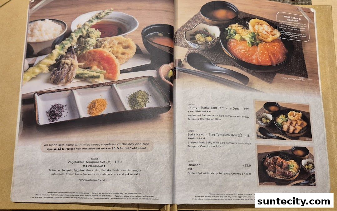 Menu page for Tempura Makino