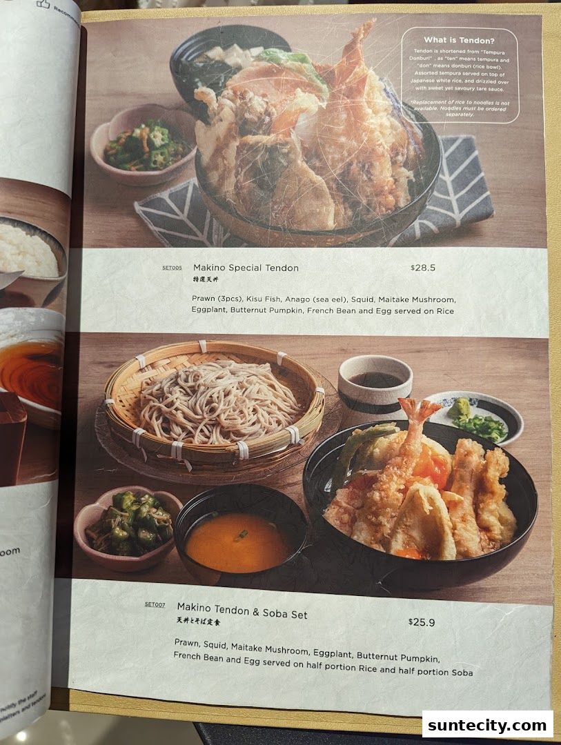 Menu page for Tempura Makino
