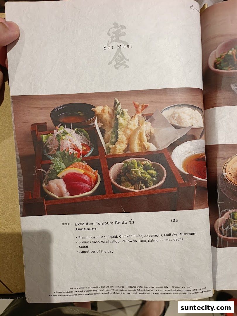 Menu page for Tempura Makino