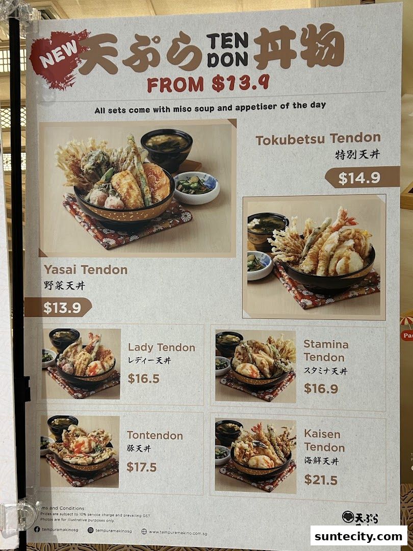Menu page for Tempura Makino