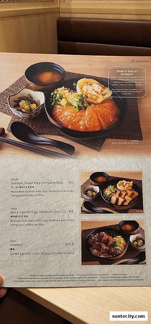 Menu page for Tempura Makino