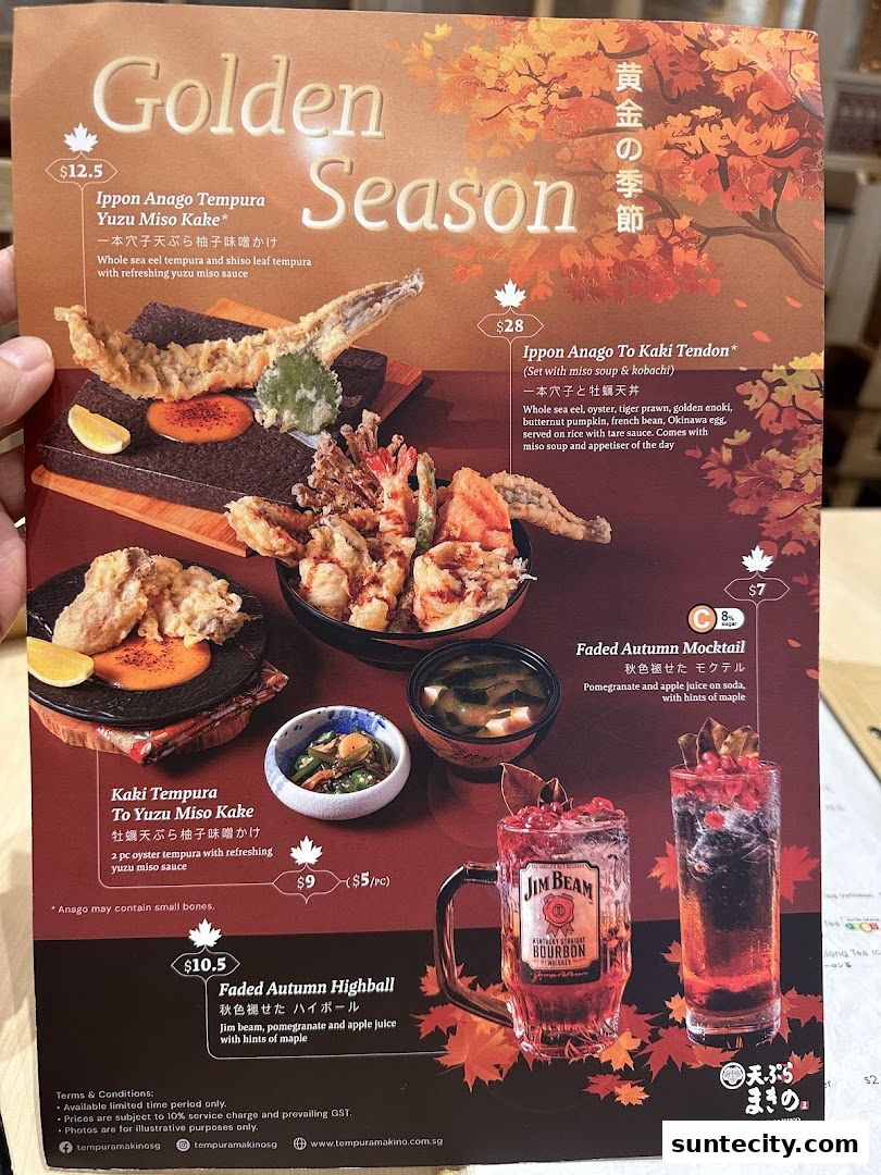 Menu page for Tempura Makino