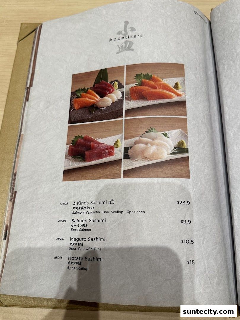 Menu page for Tempura Makino