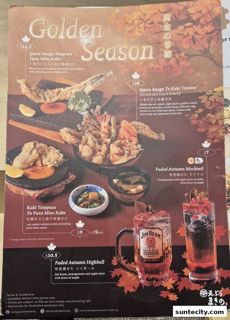Menu page for Tempura Makino