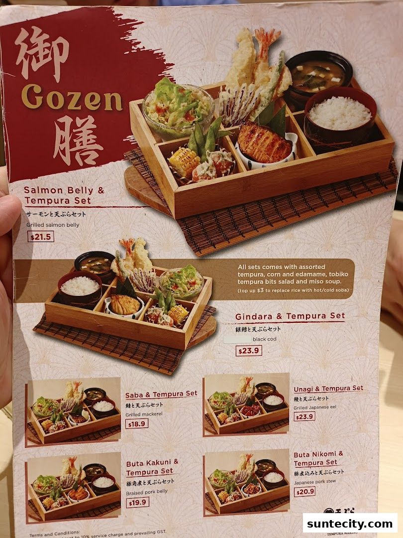 Menu page for Tempura Makino