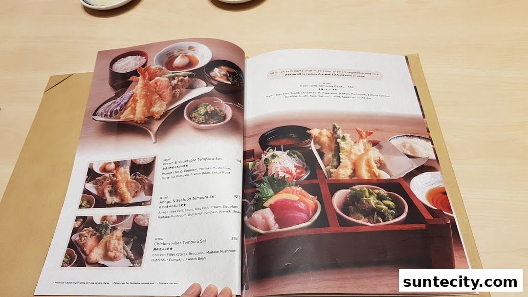 Menu page for Tempura Makino