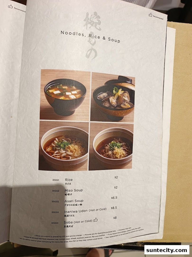 Menu page for Tempura Makino