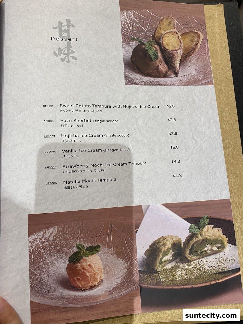 Menu page for Tempura Makino