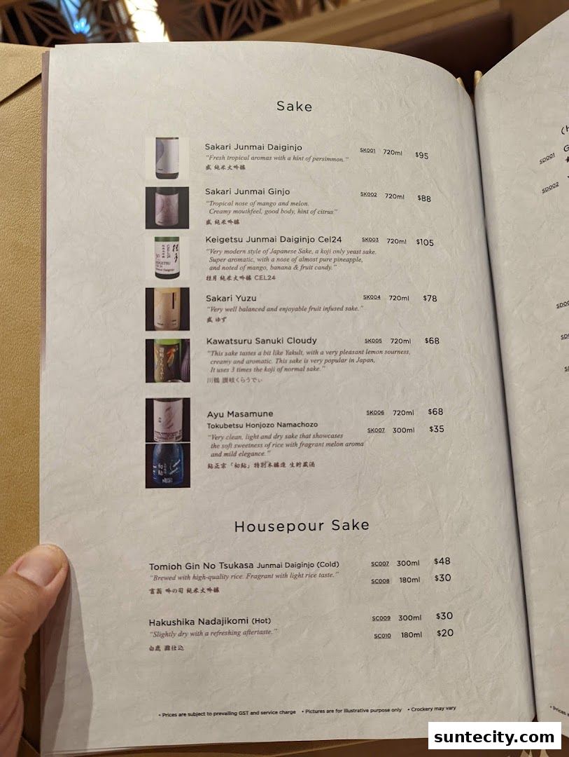 Menu page for Tempura Makino