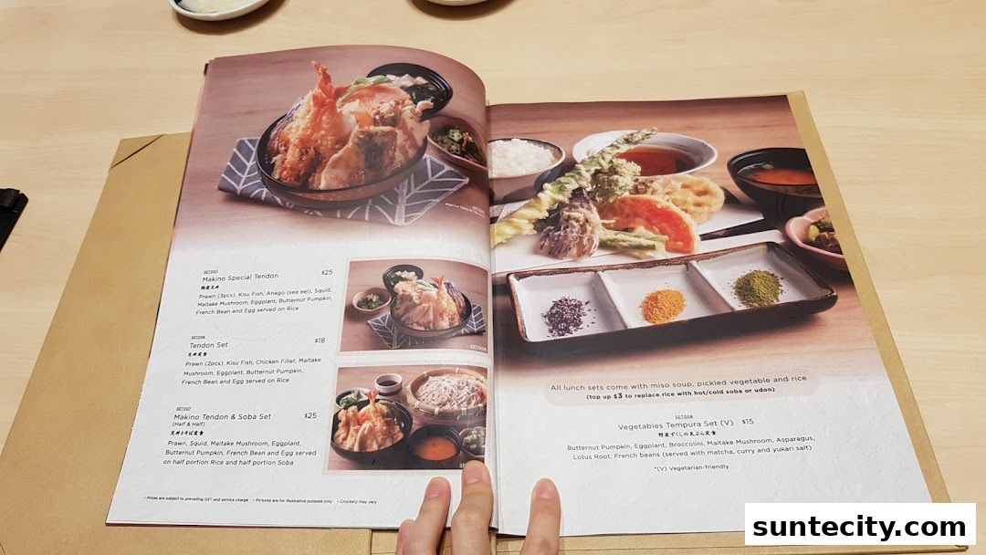Menu page for Tempura Makino