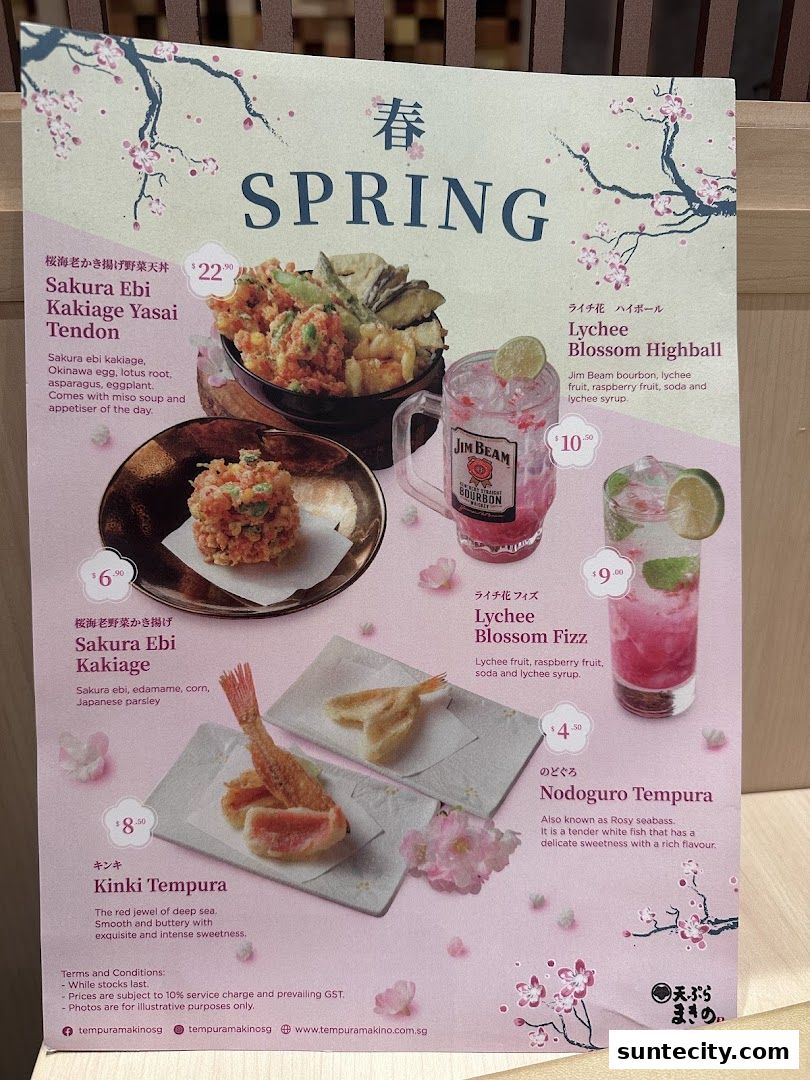 Menu page for Tempura Makino