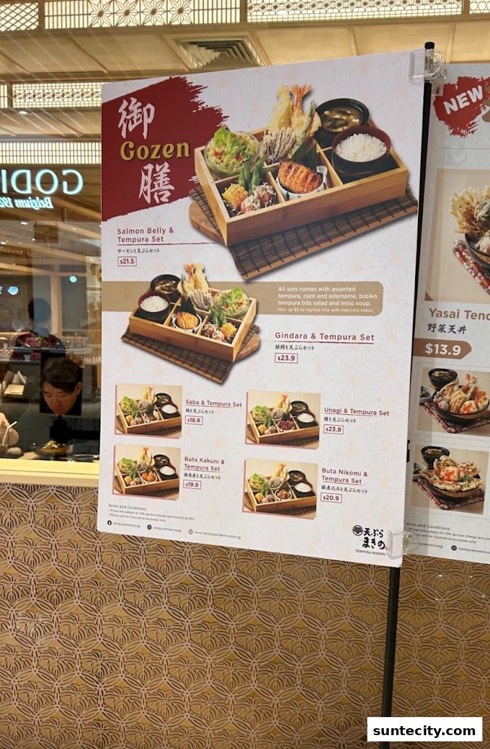 Menu page for Tempura Makino