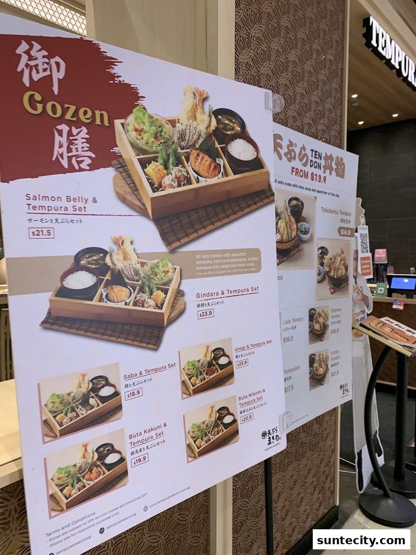 Menu page for Tempura Makino