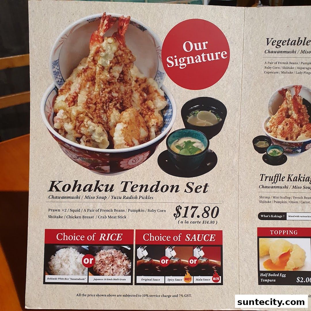 Menu page for Tendon Kohaku 天丼琥珀 - SUNTEC CITY MALL