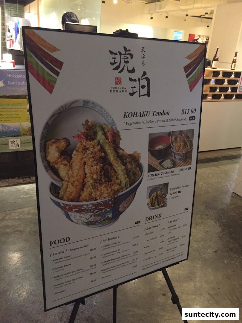 Menu page for Tendon Kohaku 天丼琥珀 - SUNTEC CITY MALL