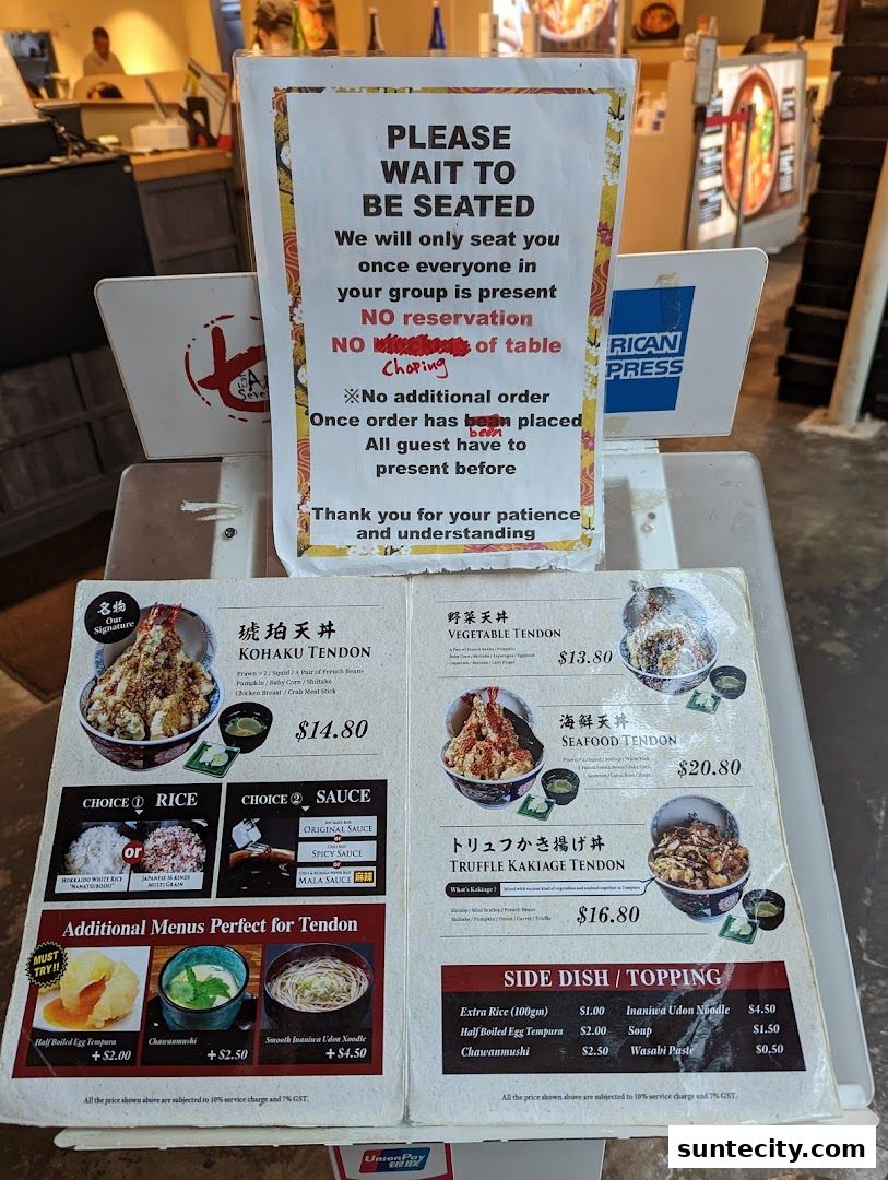 Menu page for Tendon Kohaku 天丼琥珀 - SUNTEC CITY MALL
