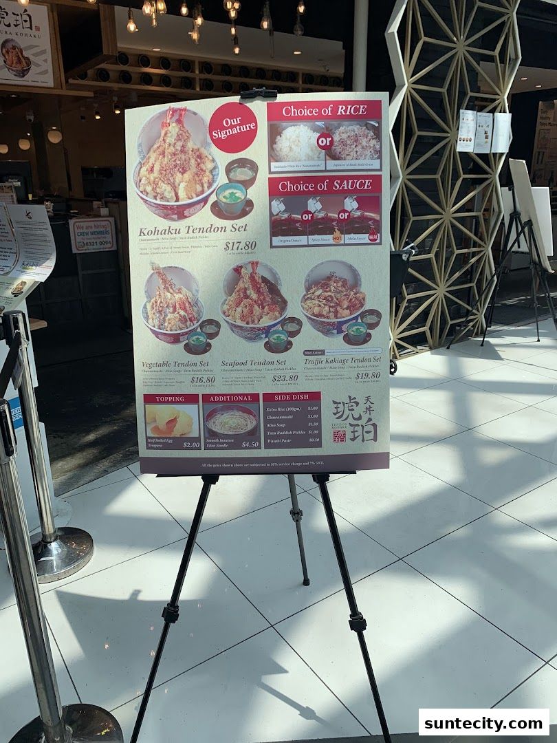 Menu page for Tendon Kohaku 天丼琥珀 - SUNTEC CITY MALL