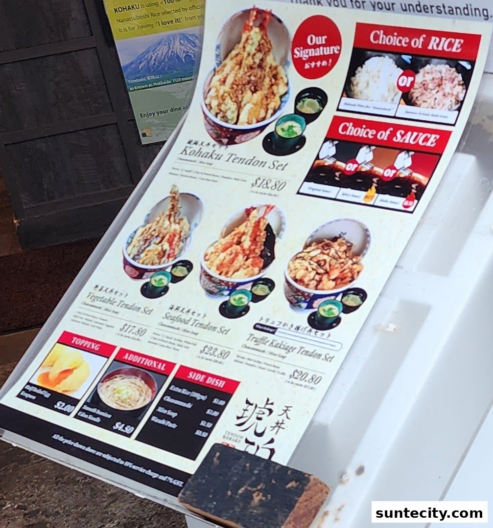 Menu page for Tendon Kohaku 天丼琥珀 - SUNTEC CITY MALL