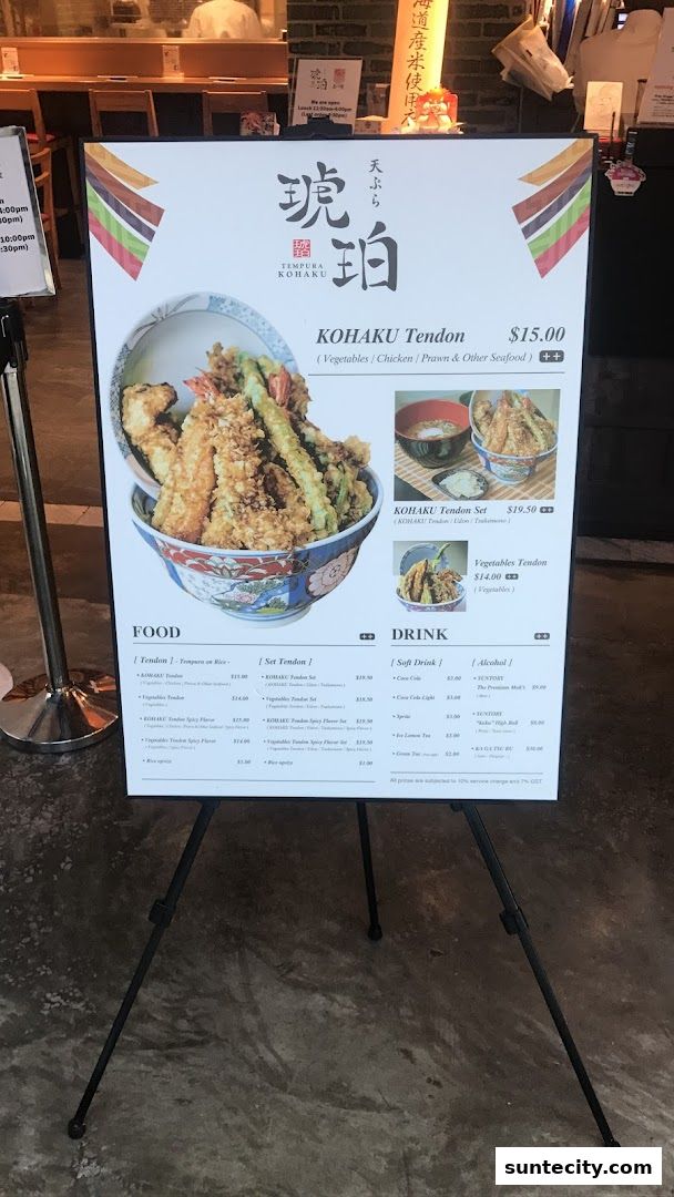 Menu page for Tendon Kohaku 天丼琥珀 - SUNTEC CITY MALL